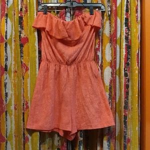 Orange Terry Cloth Romper